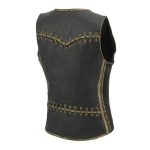 Milwaukee Leather MLL4527 Women’s Stretch Side Panel Distress Brown Leather Motorcycle Rider Vest w/ Lacing Detail - Image 10
