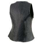 Milwaukee Leather MLL4530 Women’s Black Leather Open Neck Motorcycle Rider Vest W/ Front Zip and Stitching detail - Image 9