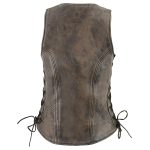 Milwaukee Leather Women’s Distress Brown Leather V-Neck Motorcycle Rider Vest with Side Lace MLL4531 - Image 2