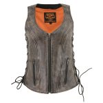 Milwaukee Leather Women’s Distress Brown Leather V-Neck Motorcycle Rider Vest with Side Lace MLL4531 - Image 14
