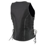 Milwaukee Leather Women’s V-Neck Distress Grey Premium Leather Motorcycle Rider Vest w/ Side Laces MLL4531 - Image 4
