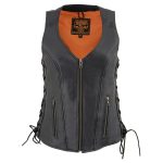 Milwaukee Leather Women’s Black Leather V-Neck Motorcycle Rider Vest with Side Lace MLL4531 - Image 16