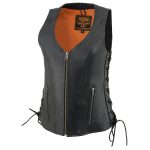 Milwaukee Leather Women’s Black Leather V-Neck Motorcycle Rider Vest with Side Lace MLL4531 - Image 13