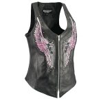 Milwaukee Leather MLL4535 Women’s ‘Winged Assassin’ Black Leather Tank Vest