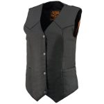 Milwaukee Leather MLL4545 Women’s Black Premium Leather Lightweight Classic 4-Snap V-Neck Motorcycle Rider Vest - Image 5