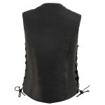 Milwaukee Leather MLL4546 Women’s Black Premium Leather Lightweight V-Neck Motorcycle Rider Vest w/ Side Laces - Image 6