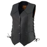 Milwaukee Leather MLL4546 Women’s Black Premium Leather Lightweight V-Neck Motorcycle Rider Vest w/ Side Laces - Image 8