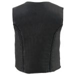 Milwaukee Leather MLL4550 Women’s Black Premium Leather Classic Braided Deep V-Neck Motorcycle Rider Vest W/Front Zip - Image 7