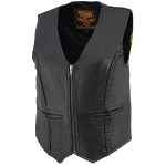 Milwaukee Leather MLL4550 Women’s Black Premium Leather Classic Braided Deep V-Neck Motorcycle Rider Vest W/Front Zip - Image 10