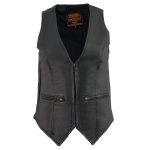 Milwaukee Leather MLL4555 Women’s Black Premium Leather Zipper Closure Motorcycle Rider Vest w/ Stretch Side Panel - Image 7