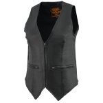 Milwaukee Leather MLL4555 Women’s Black Premium Leather Zipper Closure Motorcycle Rider Vest w/ Stretch Side Panel - Image 5