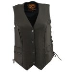 Milwaukee Leather MLL4560 Women’s Black Premium Leather Classic Braided Side Lace Deep V-Neck Motorcycle Rider Vest - Image 10
