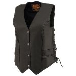 Milwaukee Leather MLL4560 Women’s Black Premium Leather Classic Braided Side Lace Deep V-Neck Motorcycle Rider Vest - Image 9