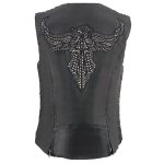 Milwaukee Leather MLL4570 Women’s Studded Phoenix Black Leather Motorcycle Biker Vest w/ Embroidery Art - Image 8