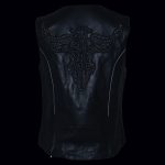 Milwaukee Leather MLL4570 Women’s Studded Phoenix Black Leather Motorcycle Biker Vest w/ Embroidery Art - Image 6