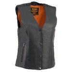 Milwaukee Leather MLL4570 Women’s Studded Phoenix Black Leather Motorcycle Biker Vest w/ Embroidery Art - Image 2