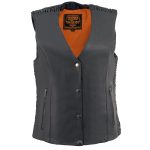 Milwaukee Leather MLL4570 Women’s Studded Phoenix Black Leather Motorcycle Biker Vest w/ Embroidery Art - Image 7