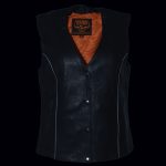 Milwaukee Leather MLL4570 Women’s Studded Phoenix Black Leather Motorcycle Biker Vest w/ Embroidery Art - Image 5