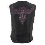 Milwaukee Leather MLL4570 Women’s Studded Phoenix Black/Purple Leather Motorcycle Vest w/ Embroidery Art - Image 8
