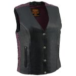 Milwaukee Leather MLL4570 Women’s Studded Phoenix Black/Purple Leather Motorcycle Vest w/ Embroidery Art - Image 2