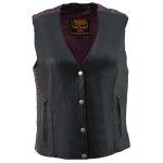 Milwaukee Leather MLL4570 Women’s Studded Phoenix Black/Purple Leather Motorcycle Vest w/ Embroidery Art - Image 9