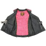 Milwaukee Leather MLL4570 Women’s Studded Phoenix Black/Fuchsia Leather Motorcycle Vest w/ Embroidery Art - Image 4