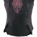 Milwaukee Leather MLL4570 Women’s Studded Phoenix Black/Fuchsia Leather Motorcycle Vest w/ Embroidery Art - Image 9