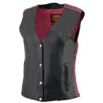Milwaukee Leather MLL4570 Women’s Studded Phoenix Black/Fuchsia Leather Motorcycle Vest w/ Embroidery Art - Image 11