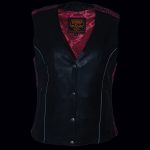 Milwaukee Leather MLL4570 Women’s Studded Phoenix Black/Fuchsia Leather Motorcycle Vest w/ Embroidery Art - Image 6