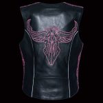 Milwaukee Leather MLL4570 Women’s Studded Phoenix Black/Purple Leather Motorcycle Vest w/ Embroidery Art - Image 6