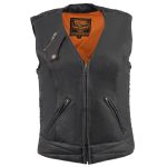 Milwaukee Leather MLL4571 Women’s Black Lightweight Motorcycle Leather Vest w/ Crinkled Leather Design - Image 8