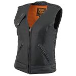 Milwaukee Leather MLL4571 Women’s Black Lightweight Motorcycle Leather Vest w/ Crinkled Leather Design - Image 6