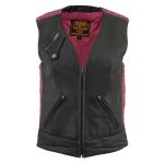 Milwaukee Leather MLL4571 Women’s Black and Pink Lightweight Motorcycle Leather Vest w/ Crinkled Leather Design - Image 8