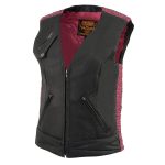 Milwaukee Leather MLL4571 Women’s Black and Pink Lightweight Motorcycle Leather Vest w/ Crinkled Leather Design - Image 6