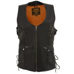 Milwaukee Leather Women’s Classic V-Neck Black Leather Motorcycle Rider Vest w/ Adjustable Side Laces MLL4575 - Image 9