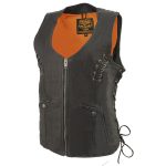 Milwaukee Leather Women’s Classic V-Neck Black Leather Motorcycle Rider Vest w/ Adjustable Side Laces MLL4575 - Image 17