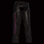 Milwaukee Leather Women’s Black and Fuchsia Leather Hip Set Chaps w/ Crinkled Leg Striping MLL6500 - Image 2