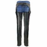 Milwaukee Leather Chaps for Women Black Lightweight Goat Skin- Crinkled Stripes Reflective Motorcycle Chap- MLL6501 - Image 2