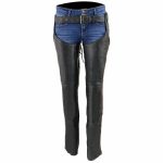 Milwaukee Leather Chaps for Women Black Lightweight Goat Skin- Crinkled Stripes Reflective Motorcycle Chap- MLL6501 - Image 7
