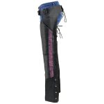 Milwaukee Leather Chaps for Women Black Lightweight Goat Skin- Crinkled Stripes Reflective Motorcycle Chap- MLL6501 - Image 6
