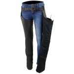 Milwaukee Leather Chaps for Women Black Lightweight Goat Skin- Crinkled Stripes Reflective Motorcycle Chap- MLL6501 - Image 5