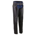 Milwaukee Leather Women’s Black Premium Leather Motorcycle Rider Chaps w/ Rhinestones Bling D-Rings-MLL6502