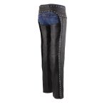 Milwaukee Leather MLL6503 Women’s Black Classic Leather Motorcycle Rider Chaps w/ Riveted Design - Image 5