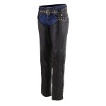 Milwaukee Leather MLL6503 Women’s Black Classic Leather Motorcycle Rider Chaps w/ Riveted Design - Image 6