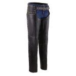 Milwaukee Leather MLL6503 Women’s Black Classic Leather Motorcycle Rider Chaps w/ Riveted Design