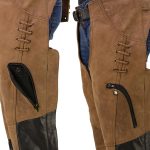 Milwaukee Leather MLL6504 Women’s 2-Tone Beige with Black Motorcycle Leather Riding Chaps - Image 2