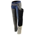 Milwaukee Leather MLL6505 Women’s Vintage Grey Slate Leather Chaps with Racing Stripes - Image 4