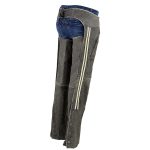 Milwaukee Leather MLL6505 Women’s Vintage Grey Slate Leather Chaps with Racing Stripes - Image 7