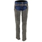 Milwaukee Leather MLL6505 Women’s Vintage Grey Slate Leather Chaps with Racing Stripes - Image 6