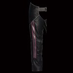 Milwaukee Leather MLL6515 Women’s ‘Pink Stripe’ Classic Black Rub-Off Low-Rise Leather Chaps - Image 2